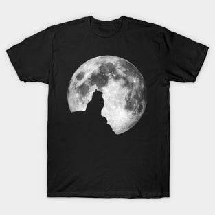 Cat Silhouette on Full Moon T-Shirt